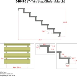 Plus Stahltreppenwange verzinkt 17 cm Stufenhöhe mit Beschlag