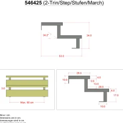 Plus Stahltreppenwange verzinkt 17 cm Stufenhöhe mit Beschlag