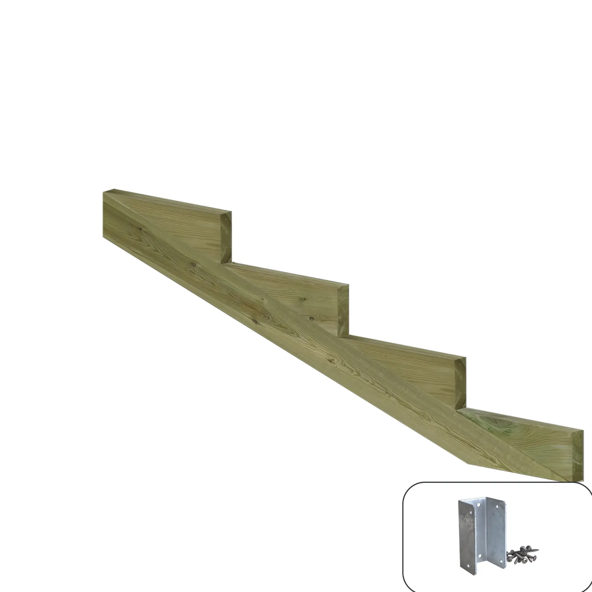 Plus Treppenwange Kiefer 13 cm Stufenhöhe mit Beschlag