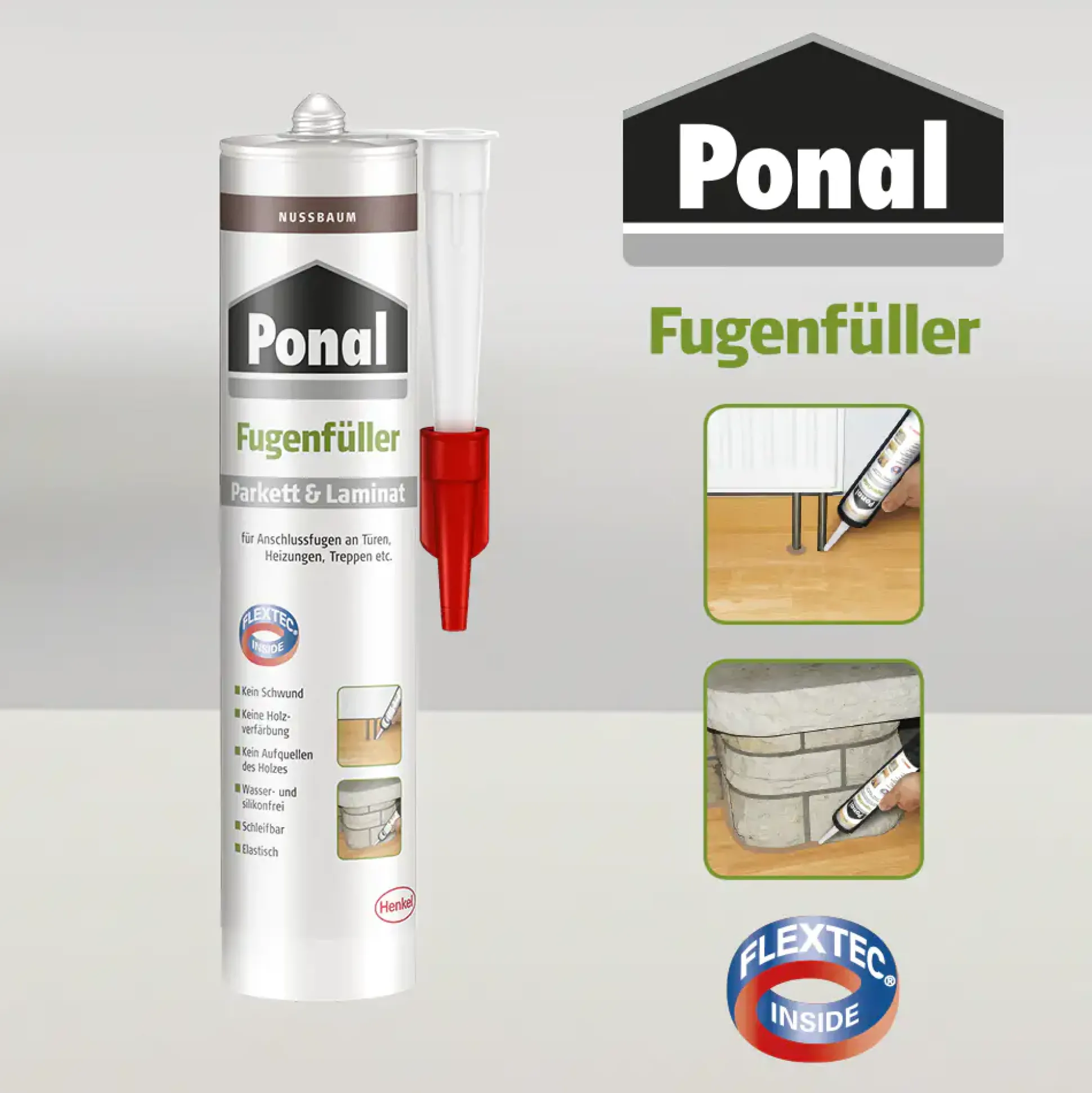 Ponal Fugenfüller Parkett & Laminat 280 ml Kartusche, Nussbaum