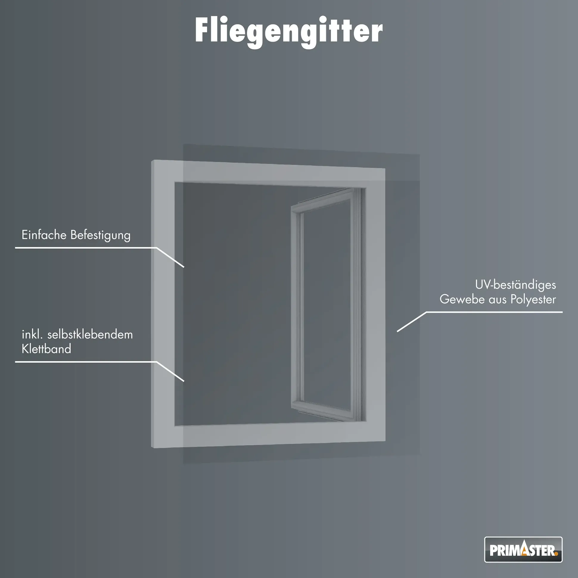 Primaster Fliegengitter 130 x 150 cm anthrazit kürzbar
