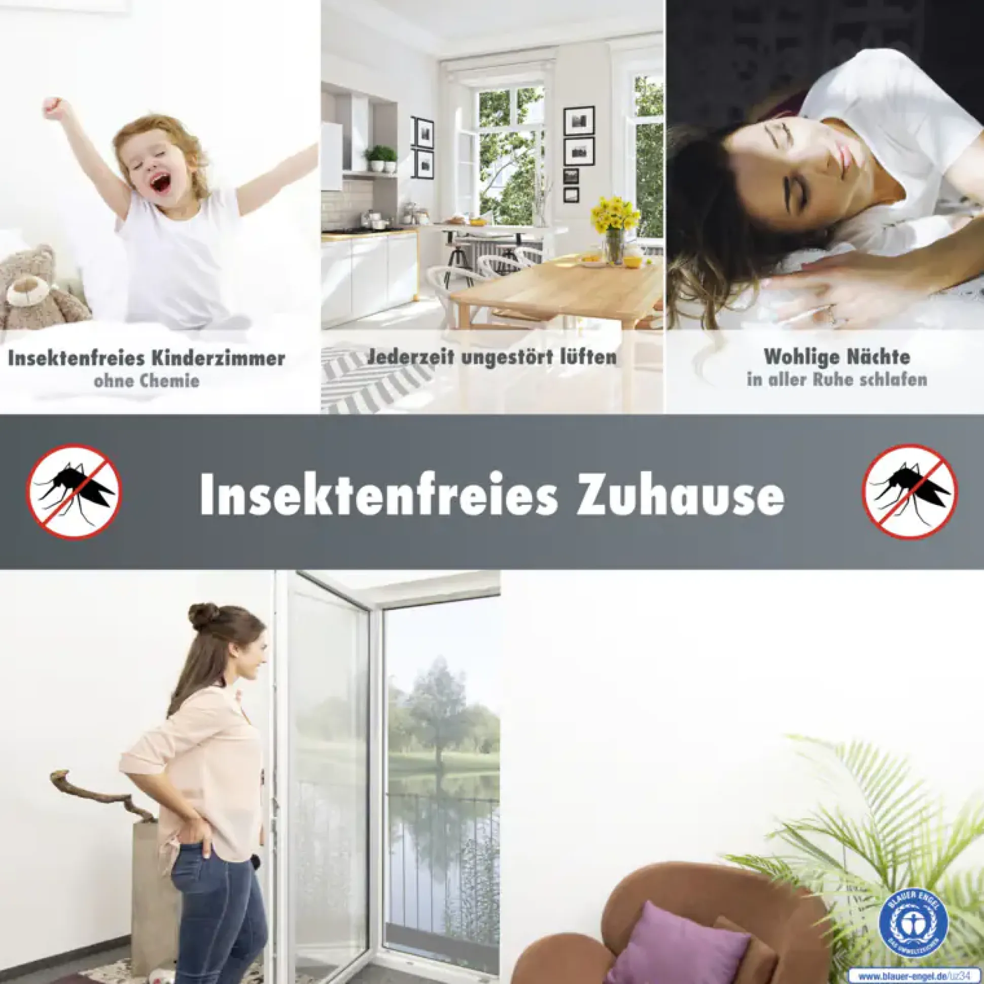 Primaster Fliegengitter für bodentiefe Fenster 130 x 220 cm anthrazit kürzbar