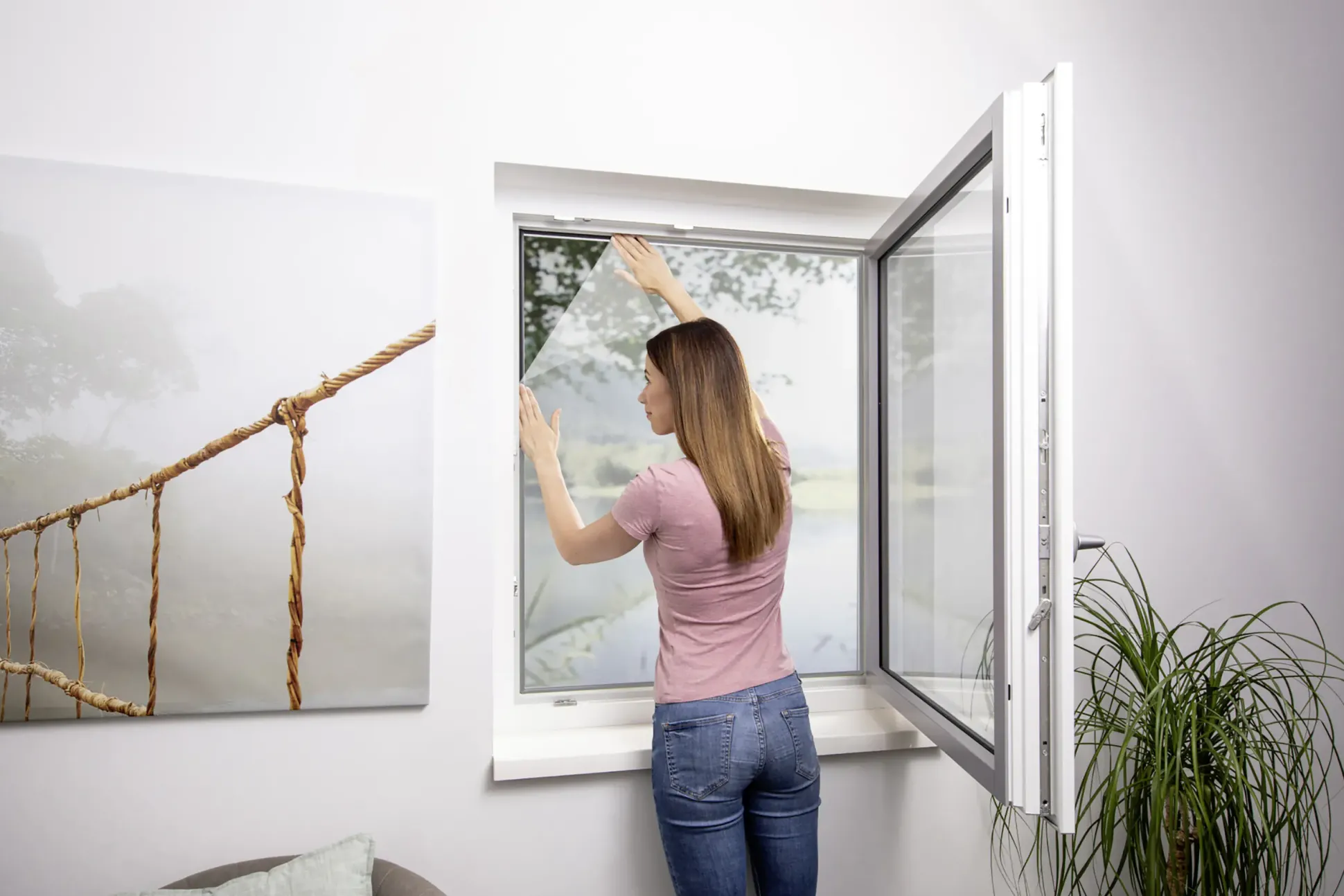 Primaster Fliegengitter Fenster 150 x 180 cm weiß kürzbar