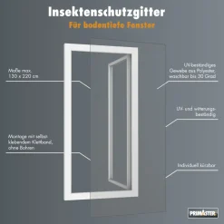 Primaster Fliegengitter für bodentiefe Fenster 130 x 220 cm weiß kürzbar
