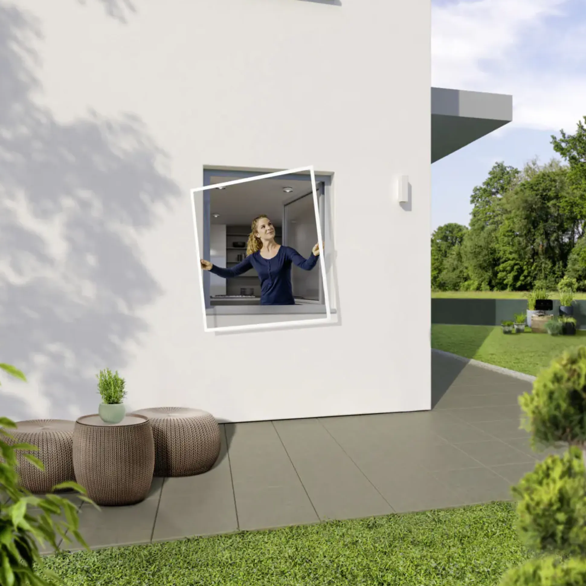 Primaster Fliegenschutz-Fenster 130 x 150 cm schwarz/weiß kürzbar
