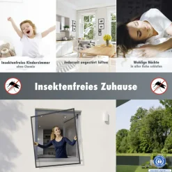 Primaster Fliegenschutz-Fenster 130 x 150 cm schwarz/anthrazit kürzbar