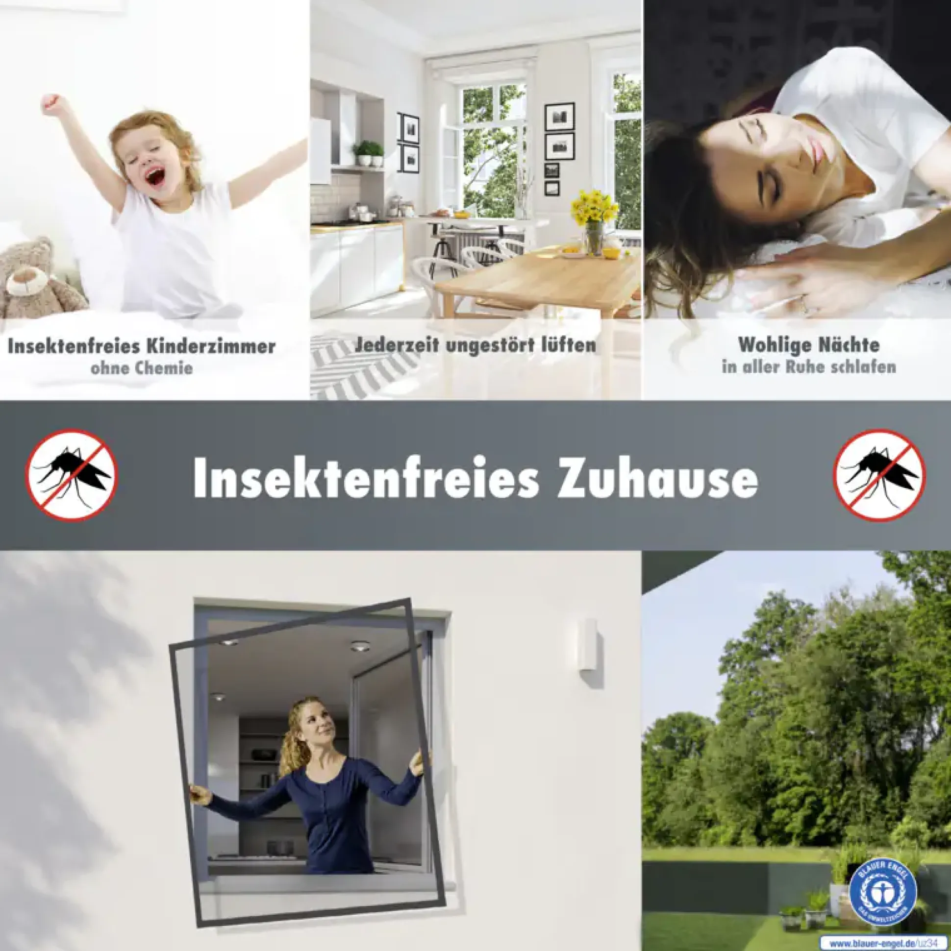 Primaster Fliegenschutz-Fenster 130 x 150 cm schwarz/anthrazit kürzbar