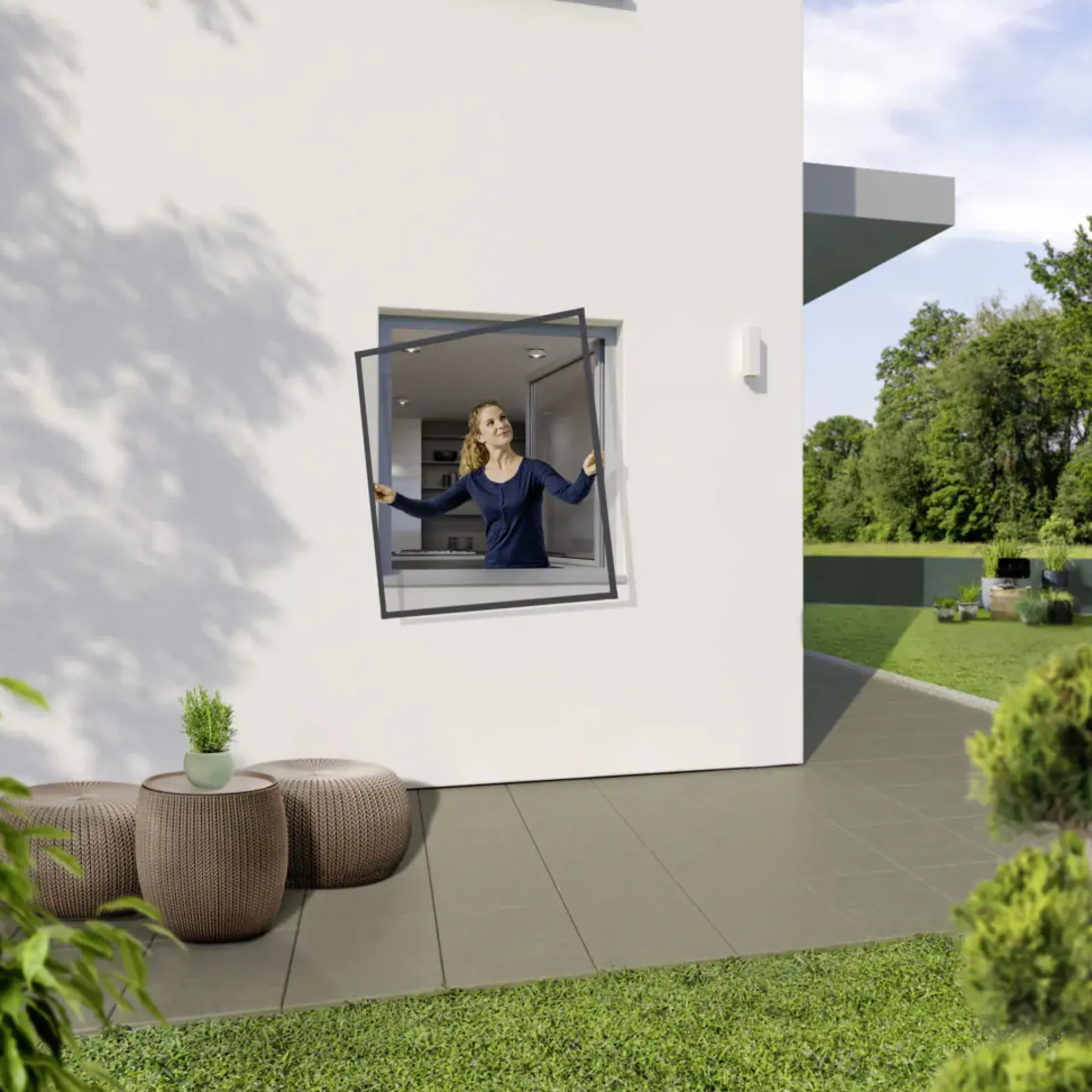 Primaster Fliegenschutz-Fenster 130 x 150 cm schwarz/anthrazit kürzbar