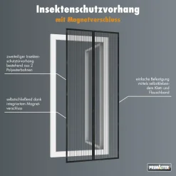 Primaster Fliegenschutz-Magnetvorhang 95 x 215 cm schwarz