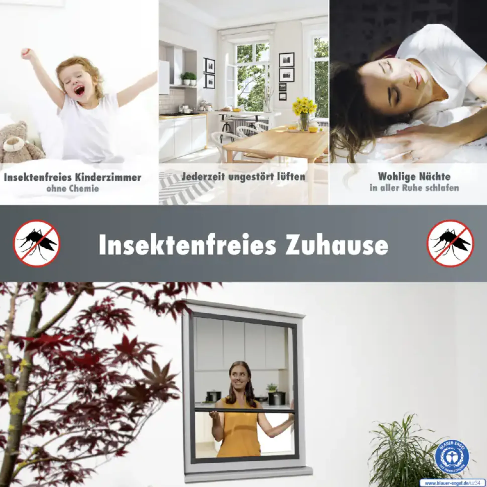 Primaster Fliegenschutz-Plissee 130 x 150 cm anthrazit/anthrazit kürzbar
