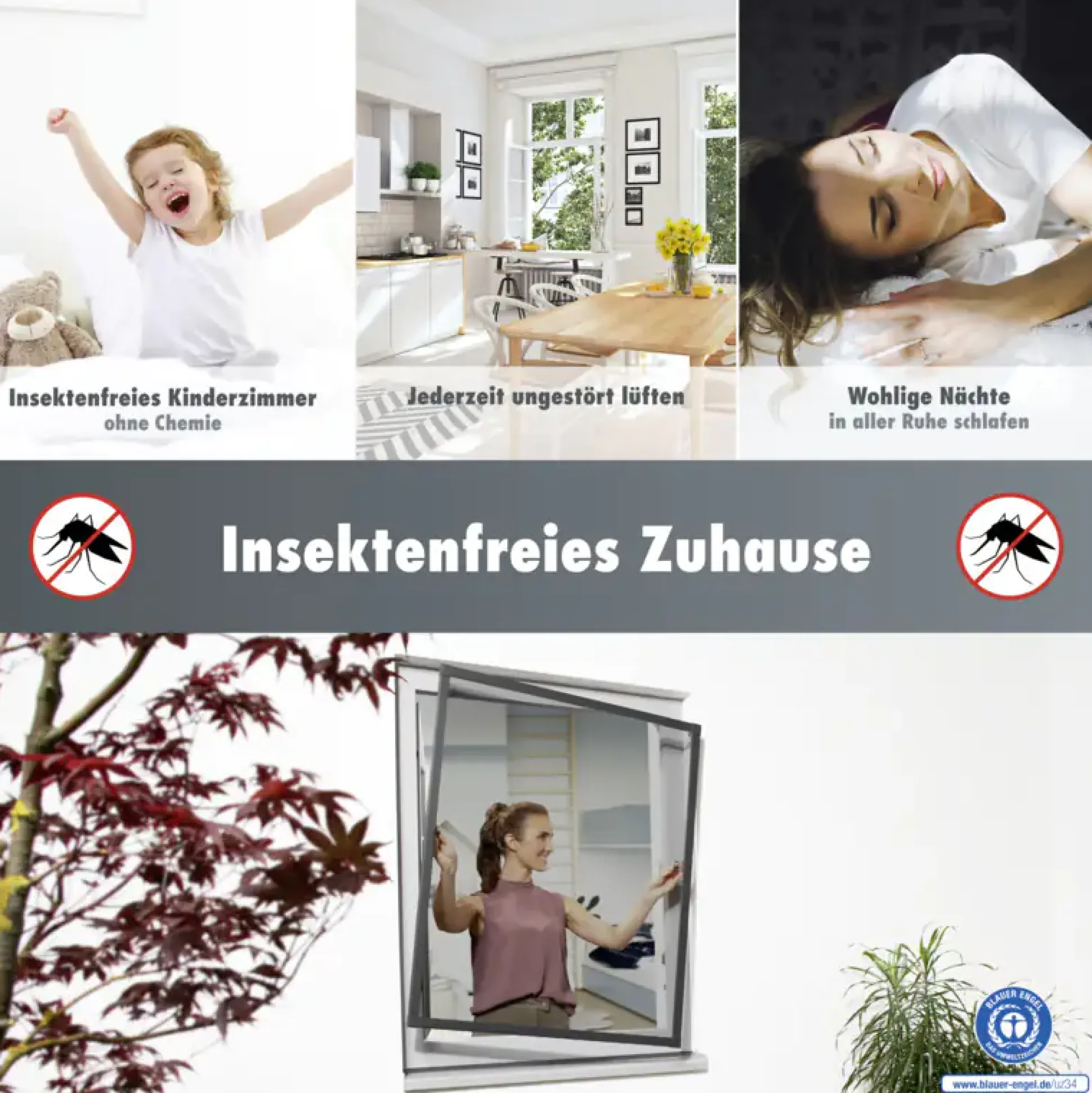 Primaster Fliegenschutz-Teleskopfenster 130 x 150 cm anthrazit/anthrazit kürzbar