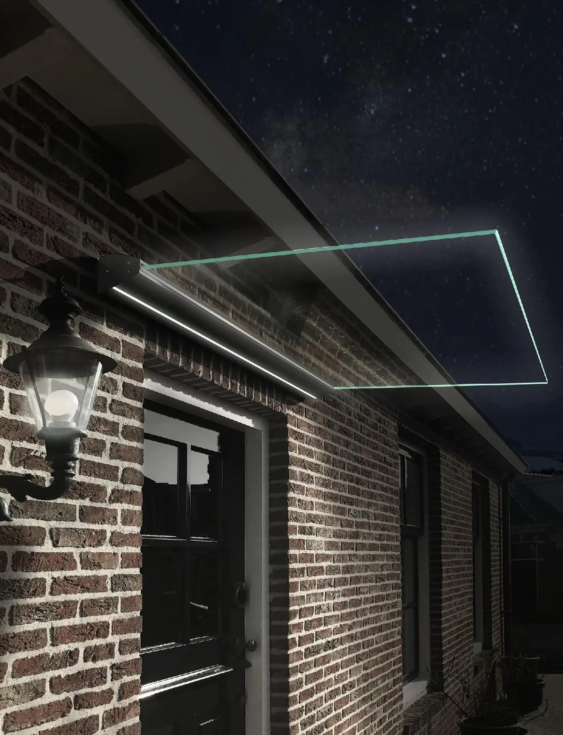 Primaster LED Glas-Vordach St. Tropez 140 x 90 cm, Echtglas - VSG 8 mm