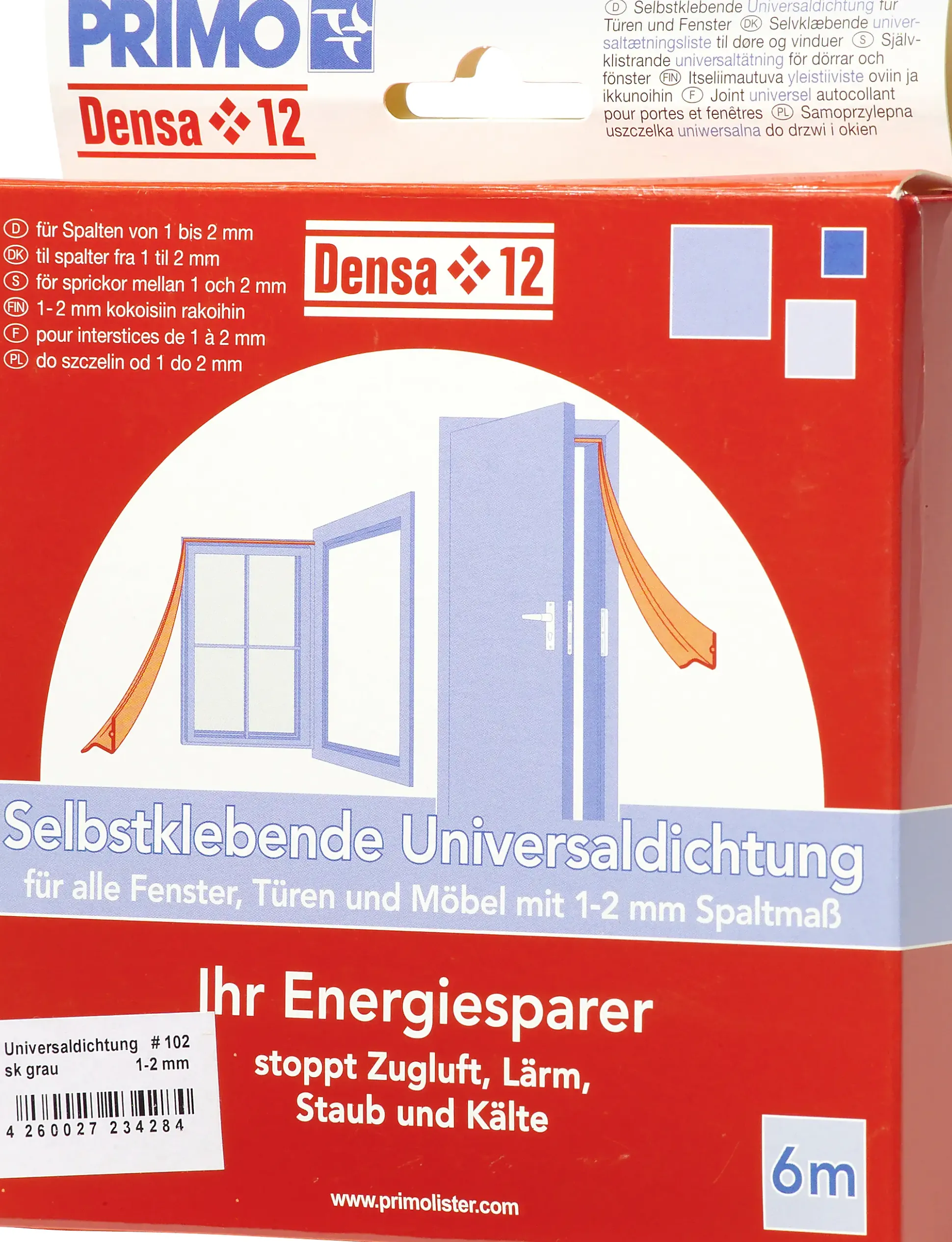 Primo Universaldichtung Densa 12 grau, für Türen + Fenster, 6 Meter