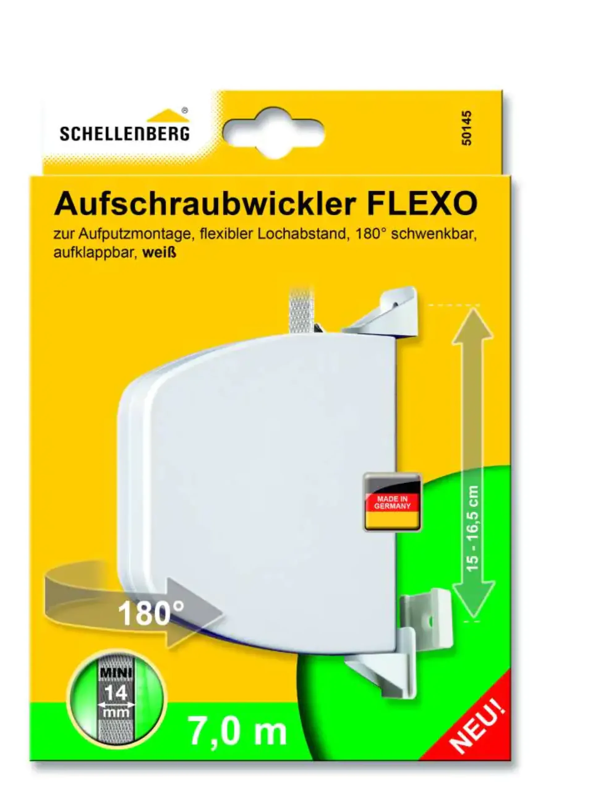 Schellenberg Aufschraubwickler Mini Flexo 7m weiß