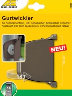 Schellenberg Aufschraubwickler aufklappbar Mini braun ohne Rolladengurt