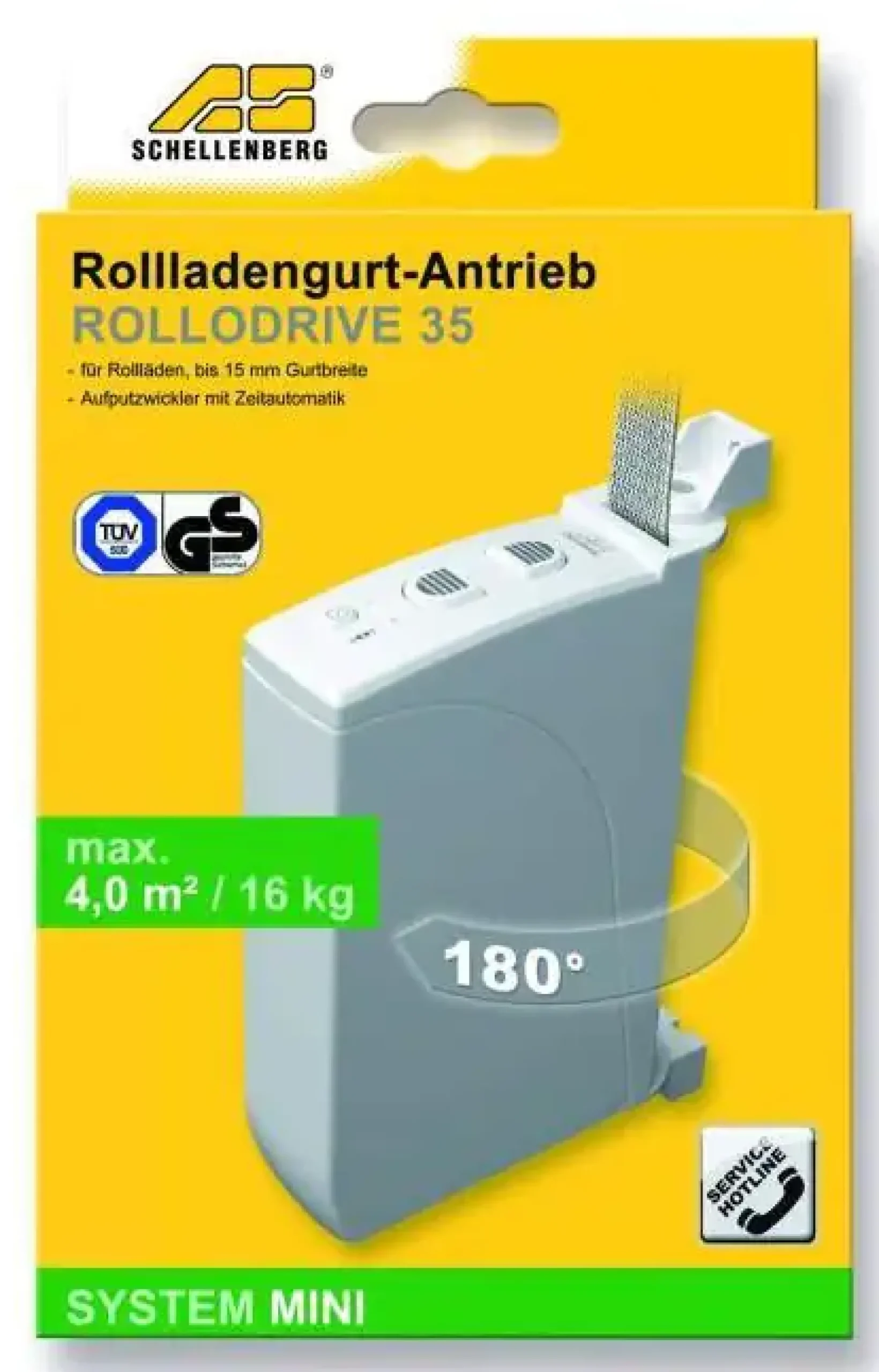 Schellenberg elektrischer Gurtwickler Mini RolloDrive 35, für 20 kg/4,0 m²