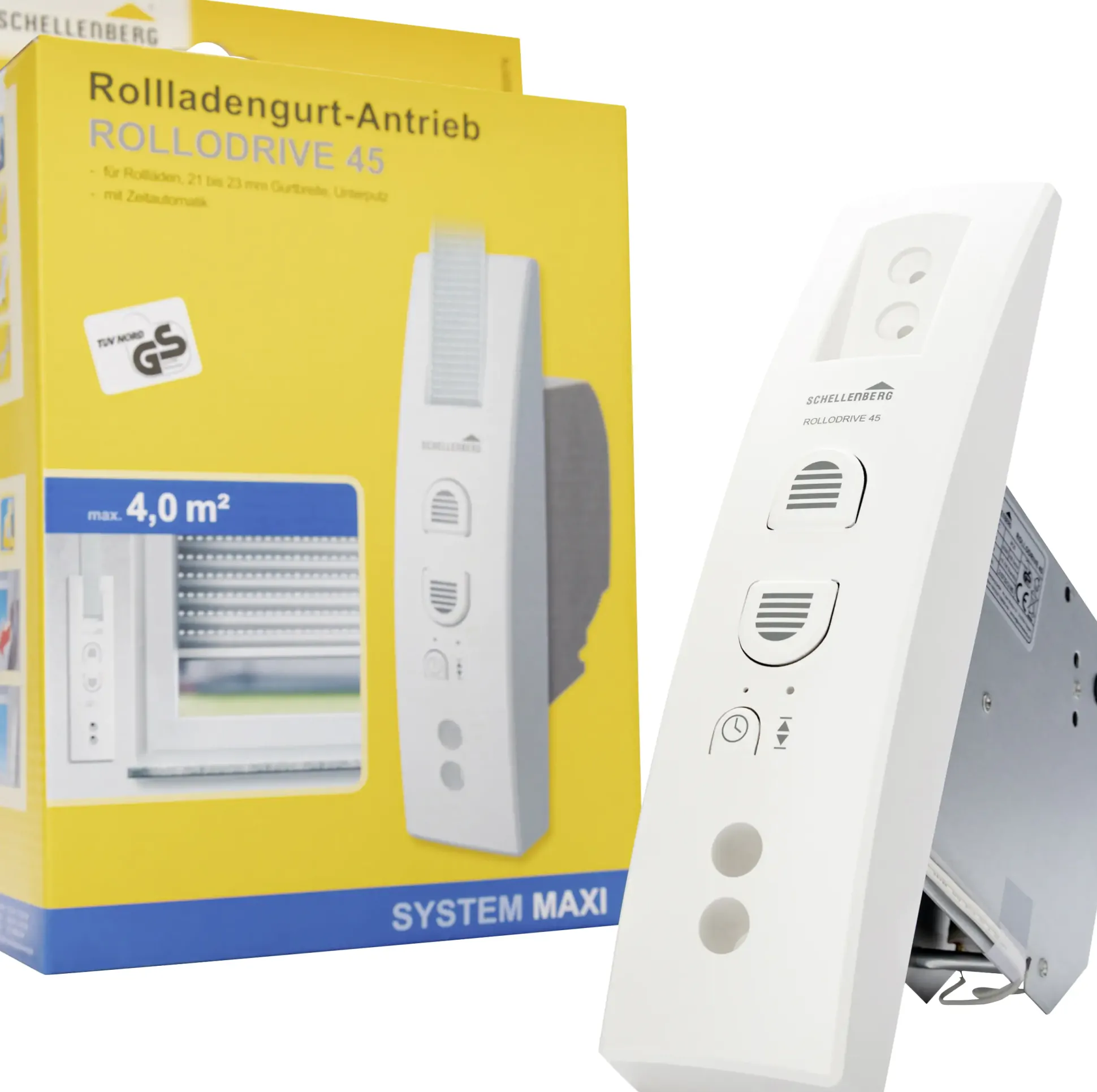 Schellenberg elektrischer Gurtwickler Maxi RolloDrive 45, für 12 kg/4,0 m²
