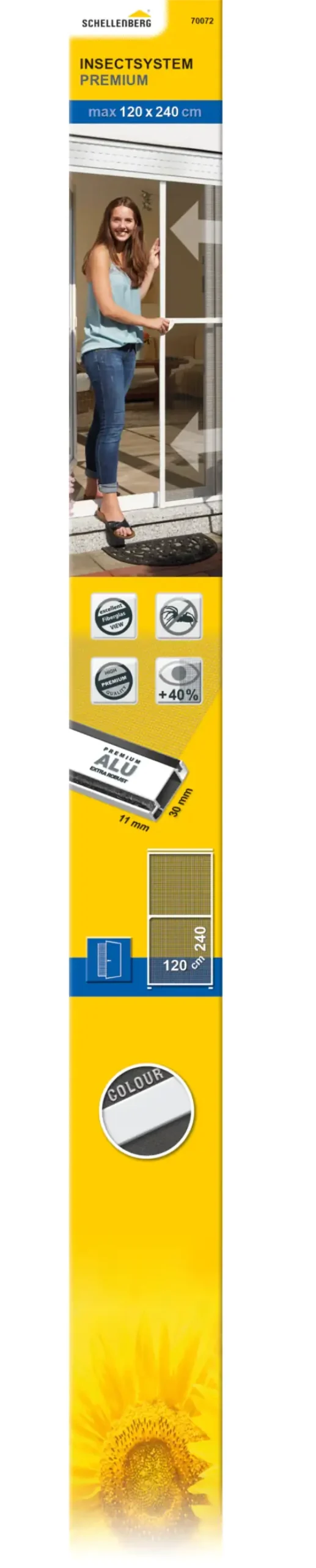 Schellenberg Fliegenschutz Schiebetür 120 x 240 cm anthrazit/weiß kürzbar