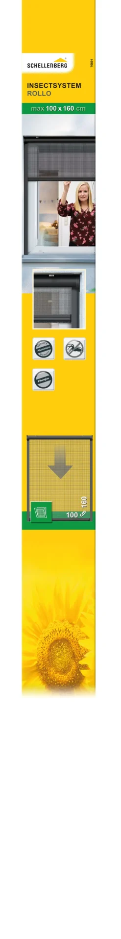 Schellenberg Fliegenschutz-Rollo 100 x 160 cm anthrazit/anthrazit kürzbar