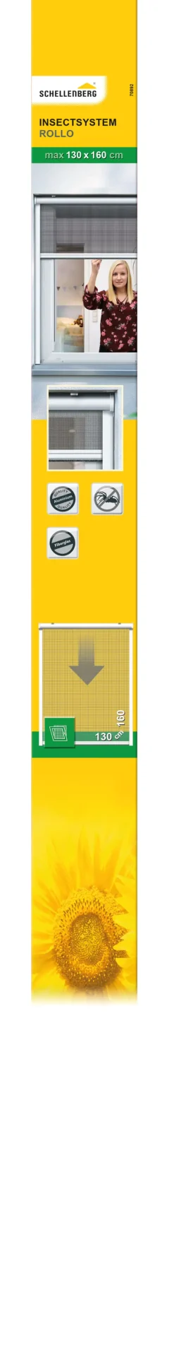 Schellenberg Fliegenschutz-Rollo 130 x 160 cm anthrazit/weiß kürzbar