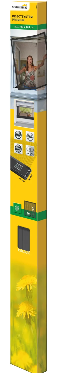Schellenberg Fliegenschutz-Fenster PREMIUM 100 x 120 cm anthrazit/anthrazit kürzbar