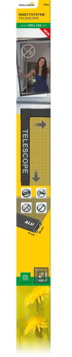 Schellenberg Fliegenschutz-Fenster TELESCOPE 60 x 70 - 100 x 120 cm anthrazit/anthrazit