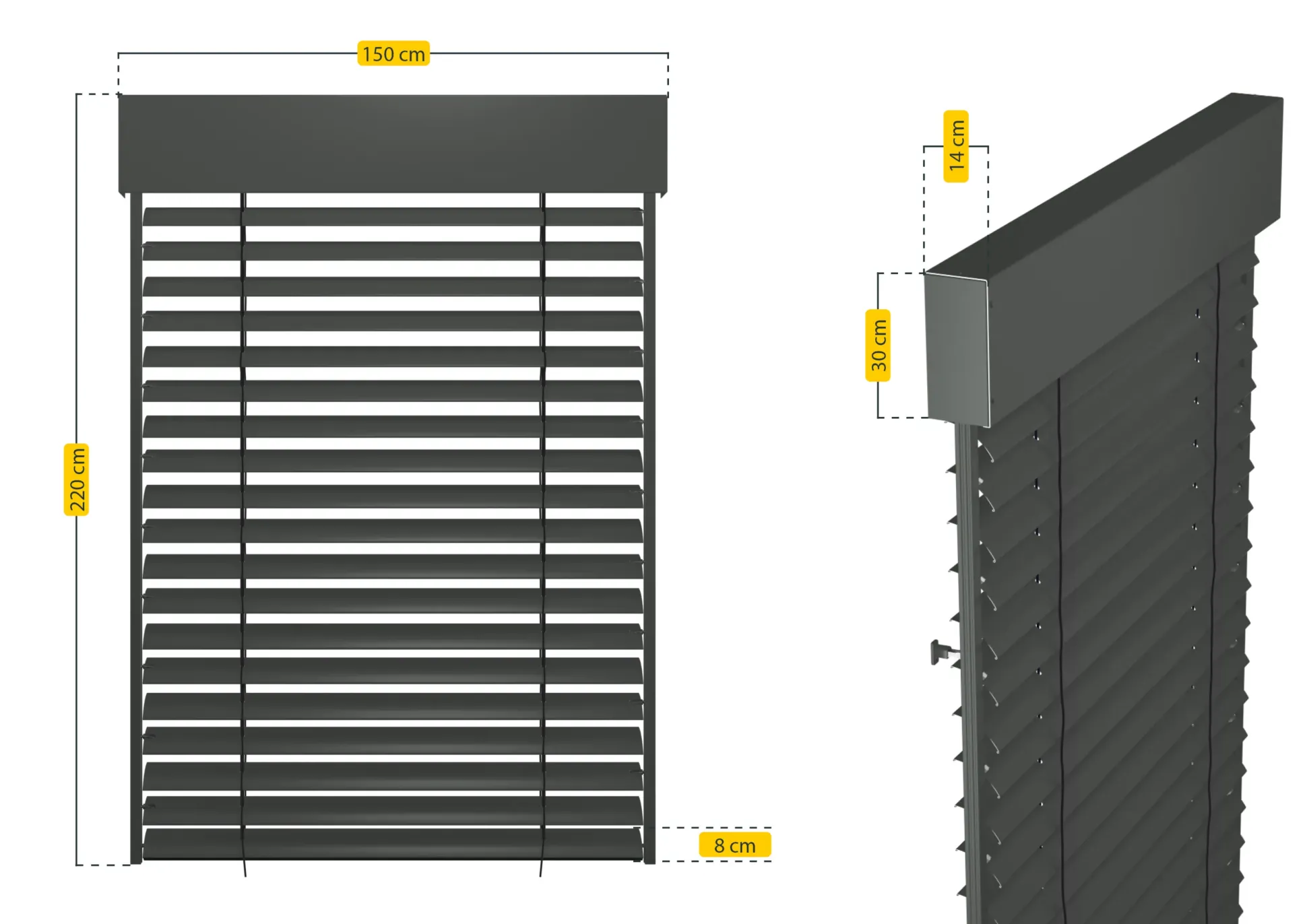 Schellenberg Raffstore Express, anthrazit 150 x 220 cm, Blende 30 cm
