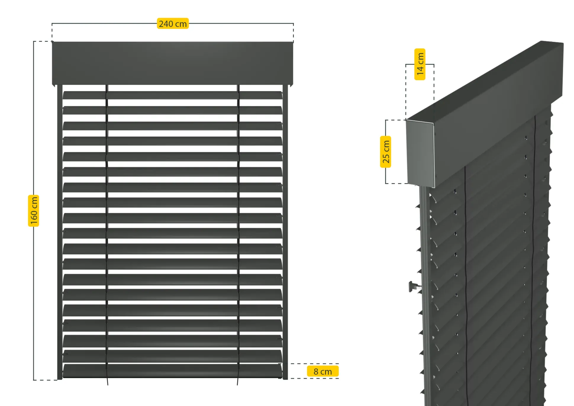Schellenberg Raffstore Express, anthrazit 240 x 160 cm, Blende 25 cm