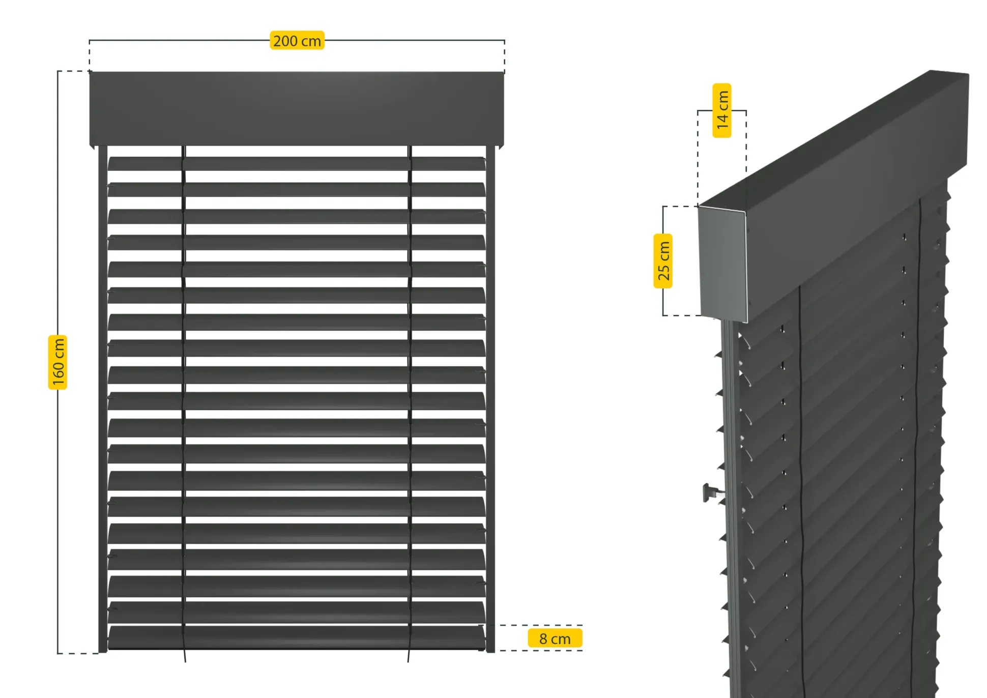 Schellenberg Raffstore Express, anthrazit 200 x 160 cm, Blende 25 cm