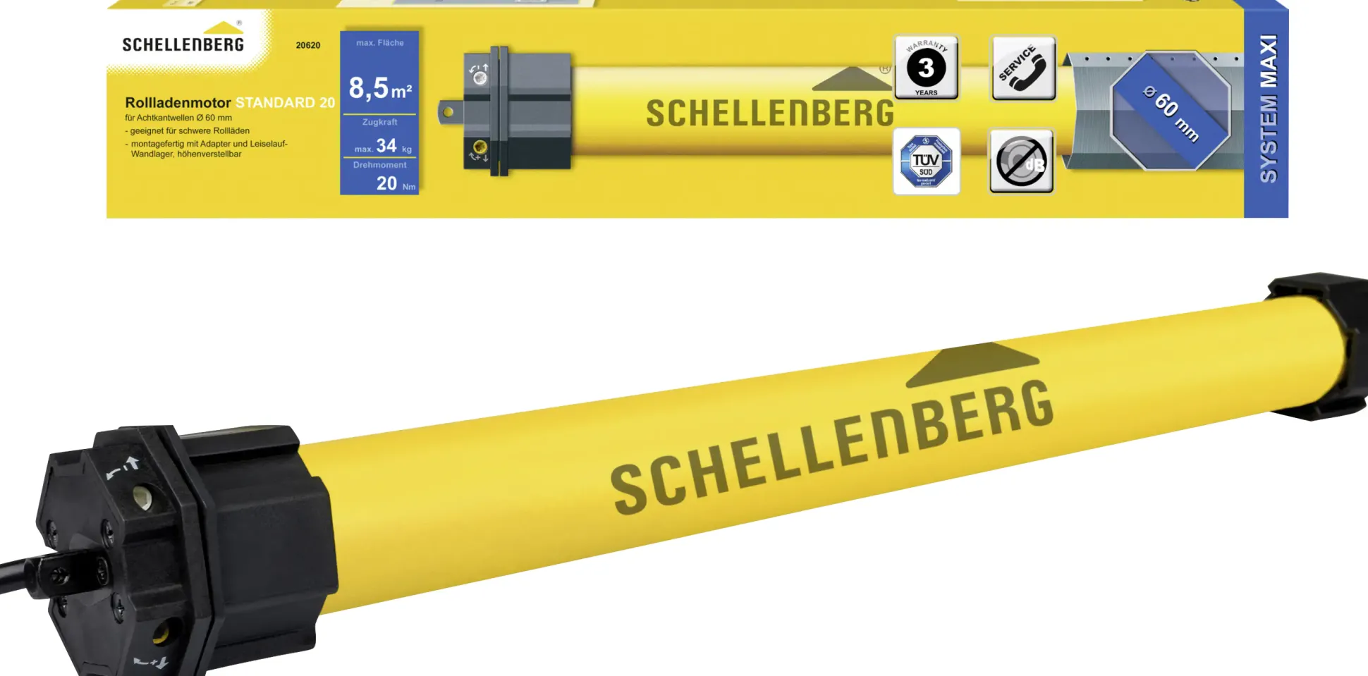 Schellenberg Rohrmotor Standard Maxi 20 Nm