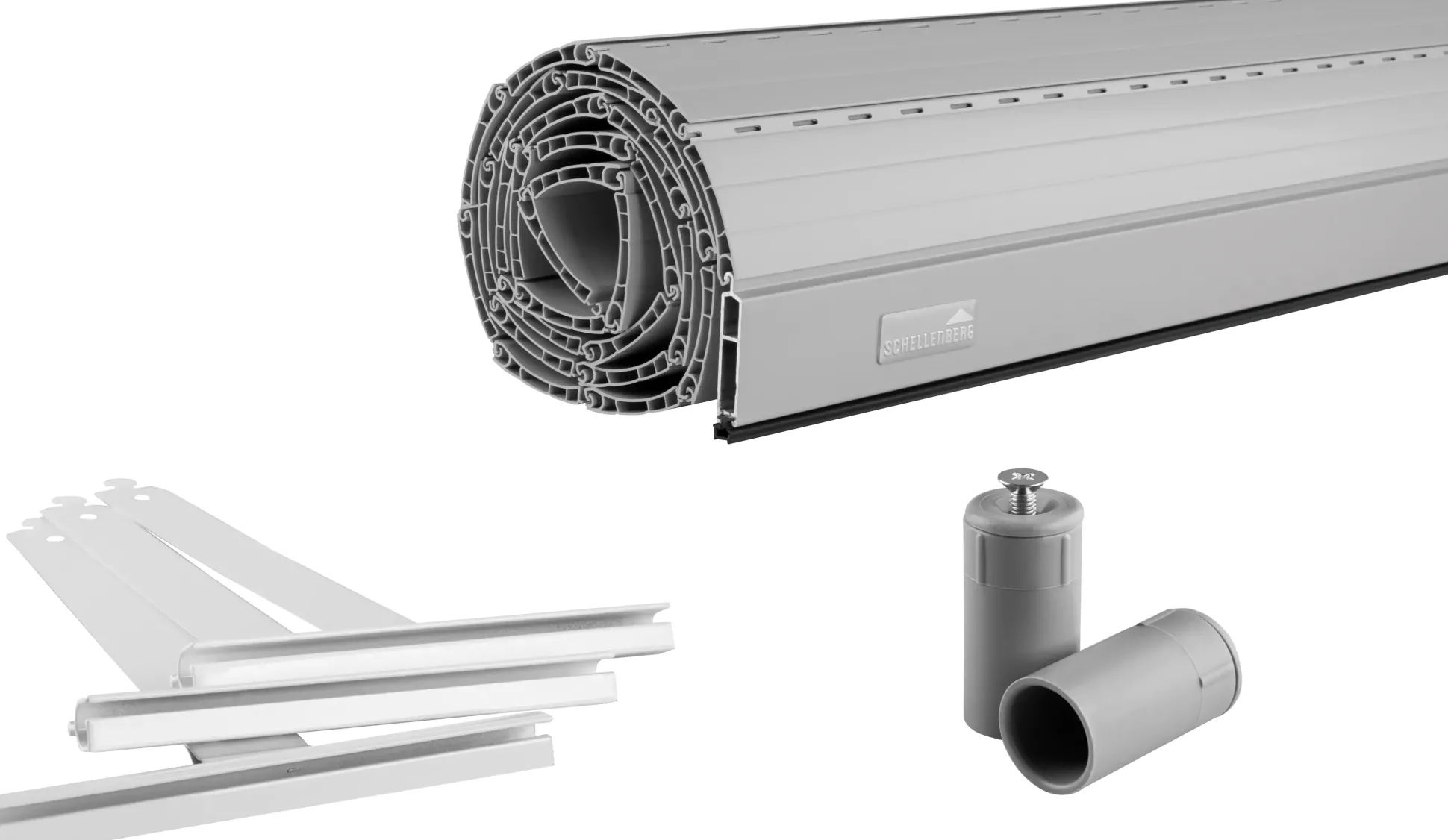 Schellenberg Rollladenpanzer komplett Set für System Mini 120 x 140 cm grau