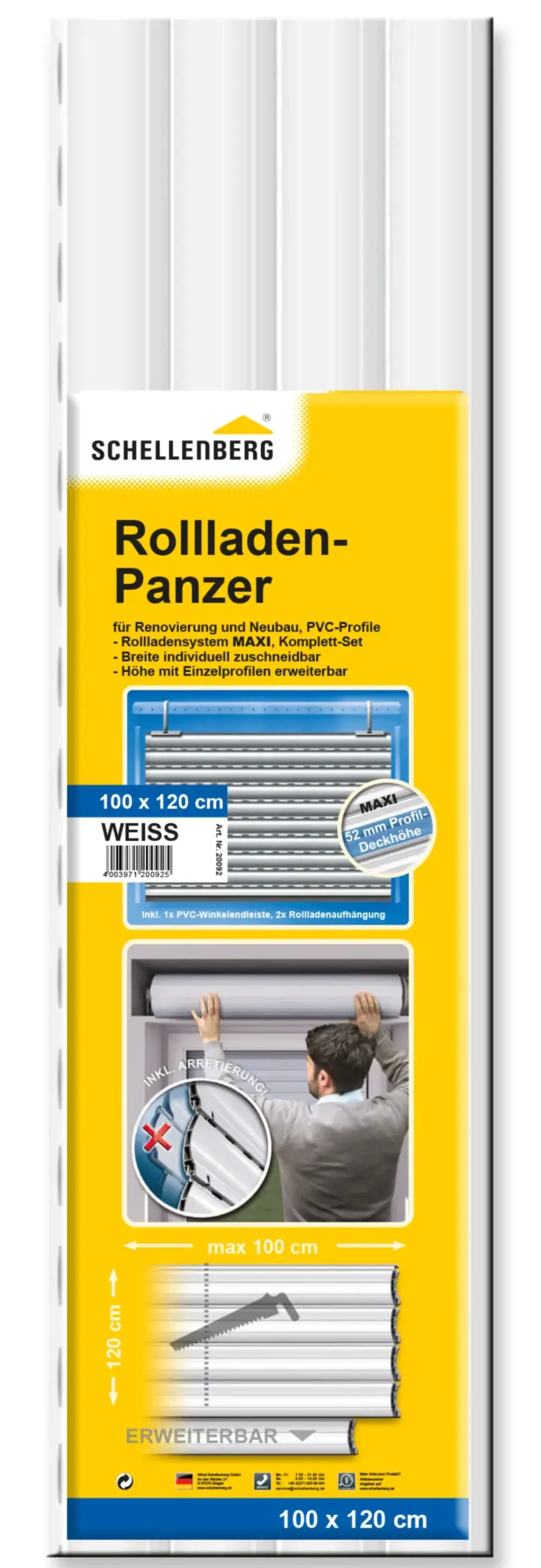 Schellenberg Rollladenpanzer Maxi, weiß, 100 x 120 cm