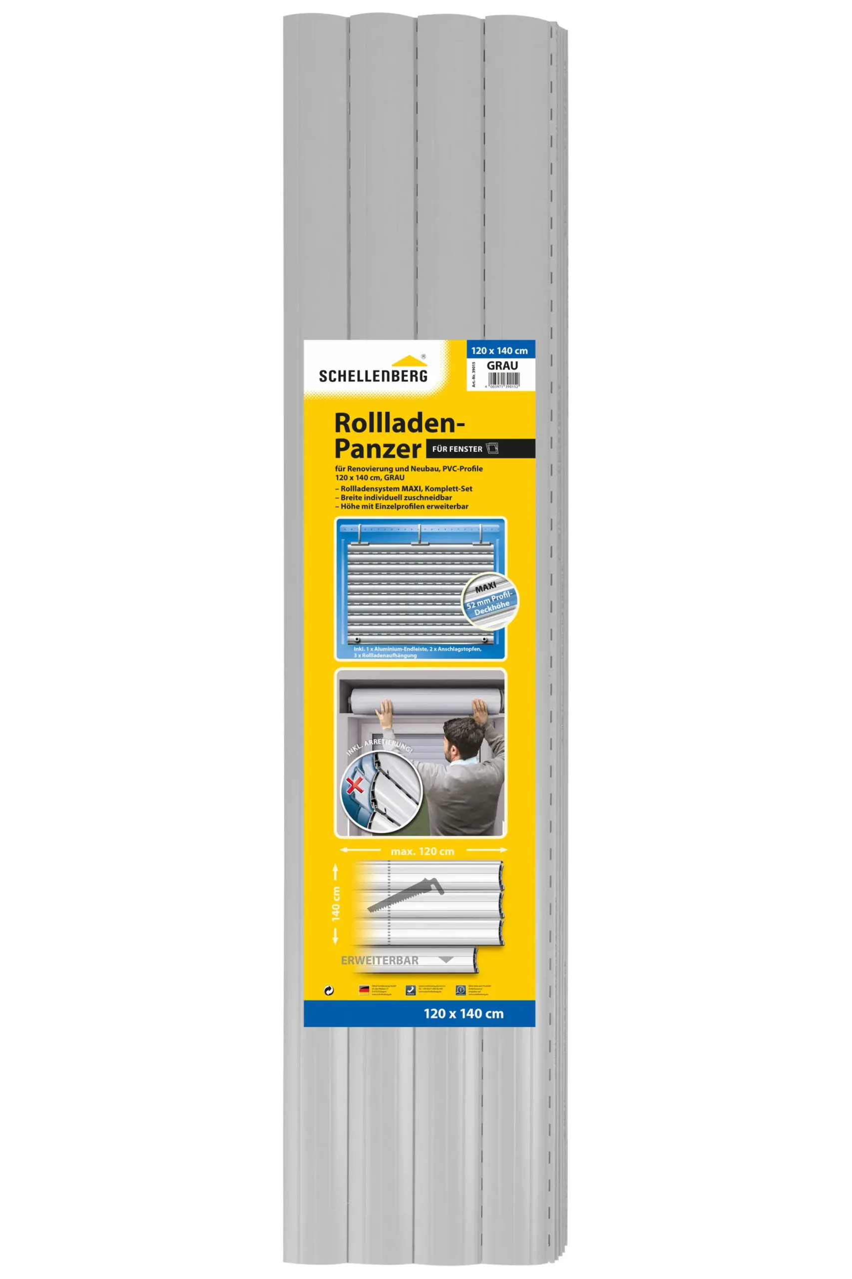 Schellenberg Rollladenpanzer PVC Maxi, 120 x 140 cm, grau