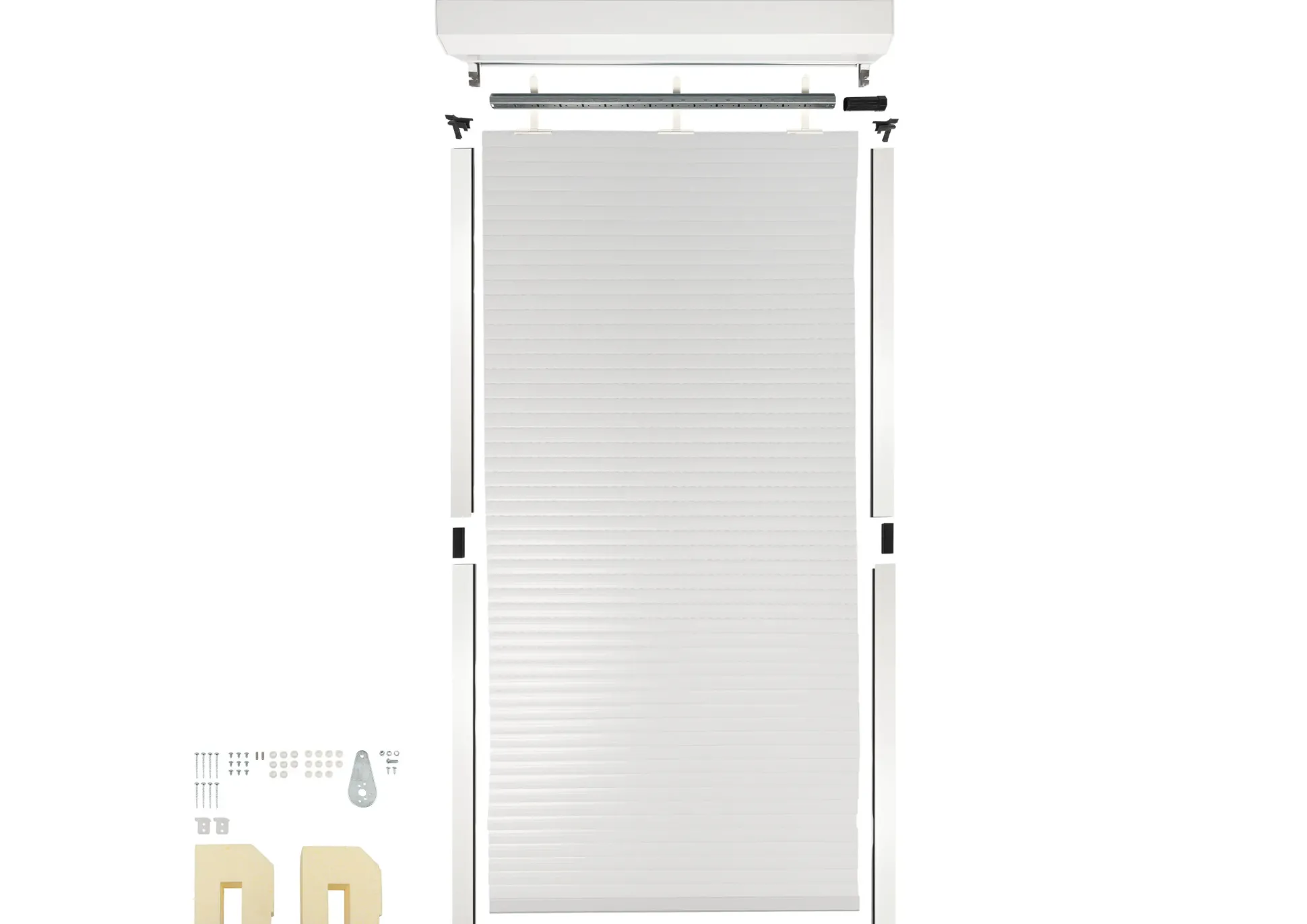 Schellenberg Vorbaurollladen-Set, 105 x 210 cm, 45°-Rollladenkasten, weiß/grau