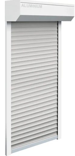 Schellenberg Vorbaurollladen-Set, 115 x 140 cm, 45°-Rollladenkasten, weiß/grau
