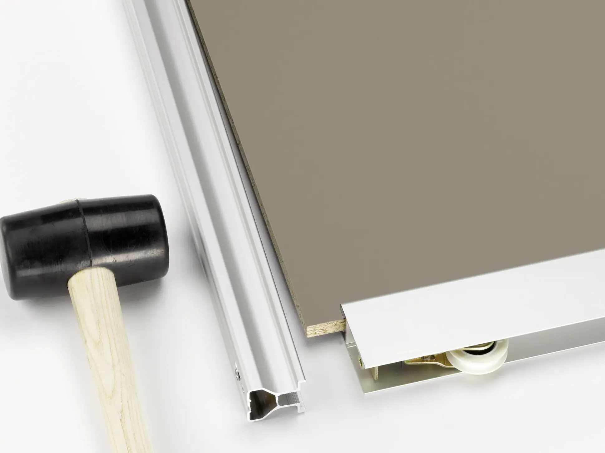 Schiebetür-Baupaket Rapid taupe/weiß Miniperl