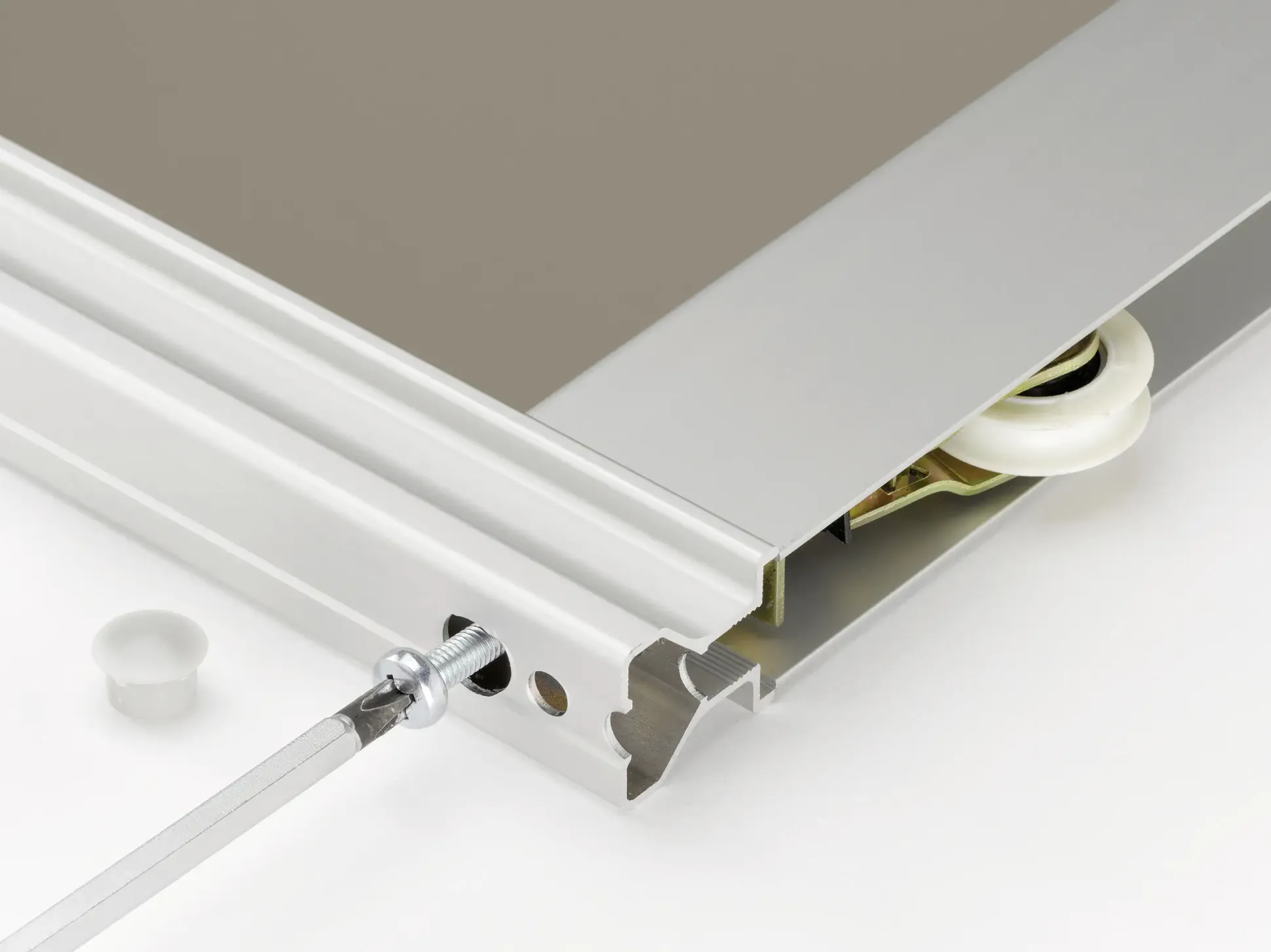 Schiebetür-Baupaket Rapid taupe/weiß Miniperl