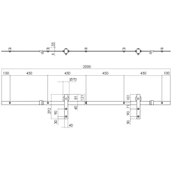 Schiebetürsystem 200 cm Basic, Edelstahl gebürstet