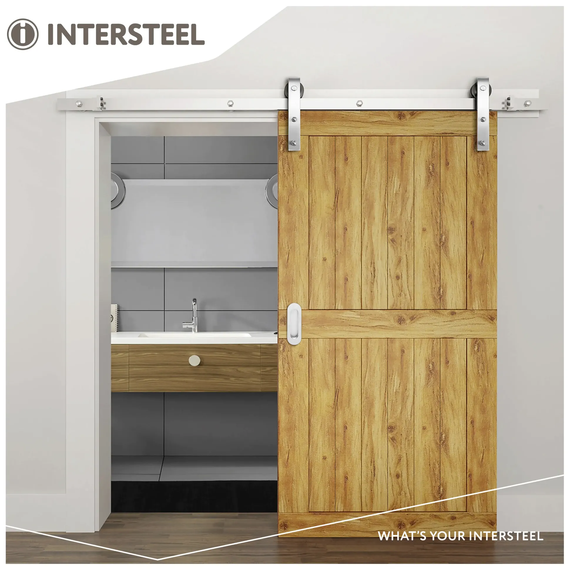 Schiebetürsystem 200 cm Basic, Edelstahl gebürstet