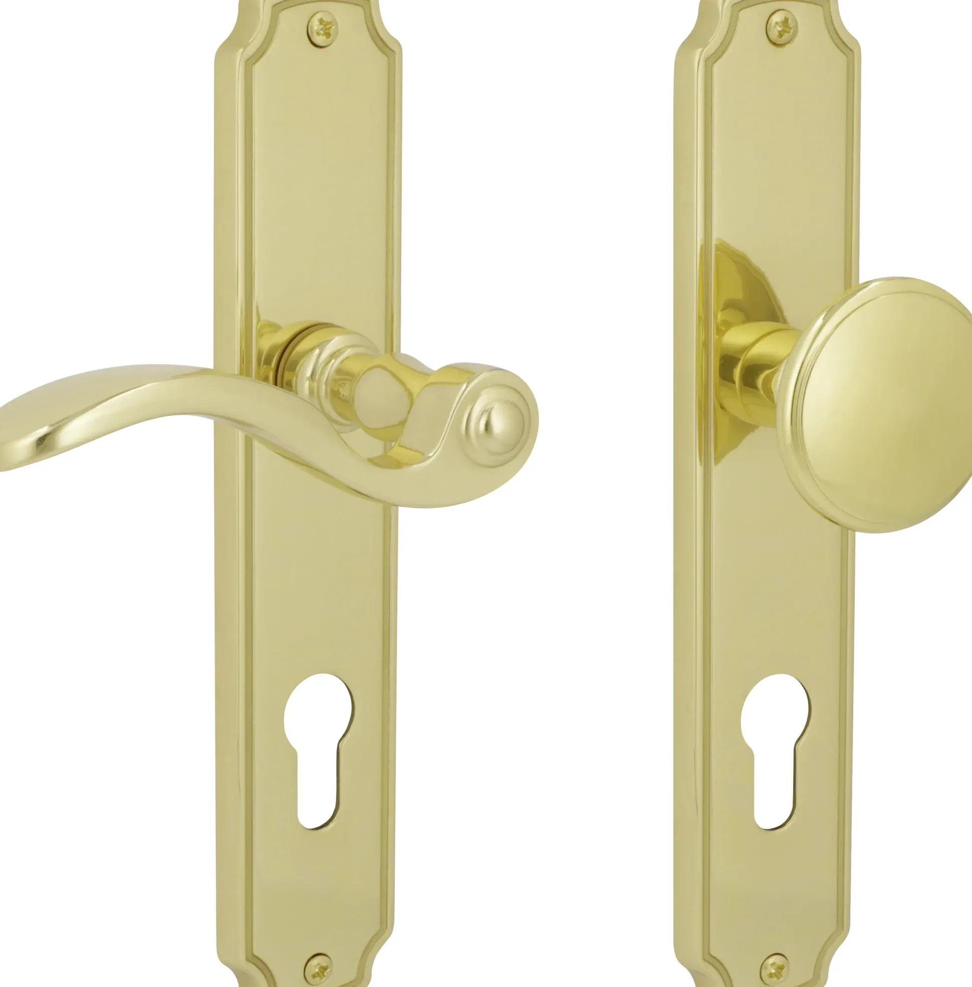 Südmetall Türgriff-Garnitur Langschild Rebeca PZ Messing poliert gold Drücker links 220 x 43 mm