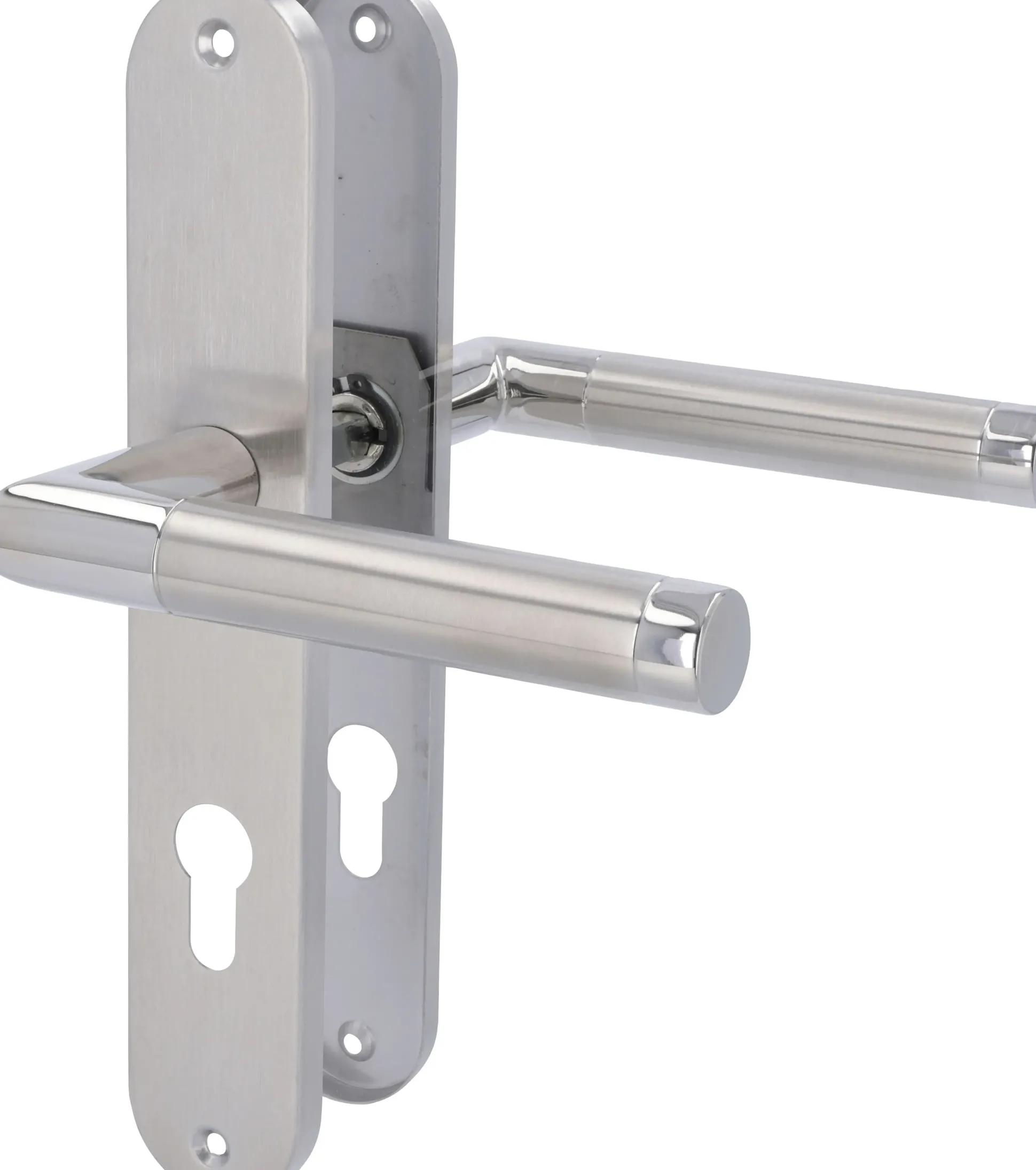 Südmetall Türgriff-Garnitur Langschild PZ Edelstahl satiniert silber 235 x 40 mm