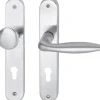 Südmetall Türgriff-Garnitur Langschild Alison PZ Messing satiniert Drücker rechts silber 225 x 40 mm