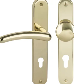 Südmetall Türgriff-Garnitur Langschild Franziska PZ Messing poliert Drücker rechts gold 225 x 40 mm
