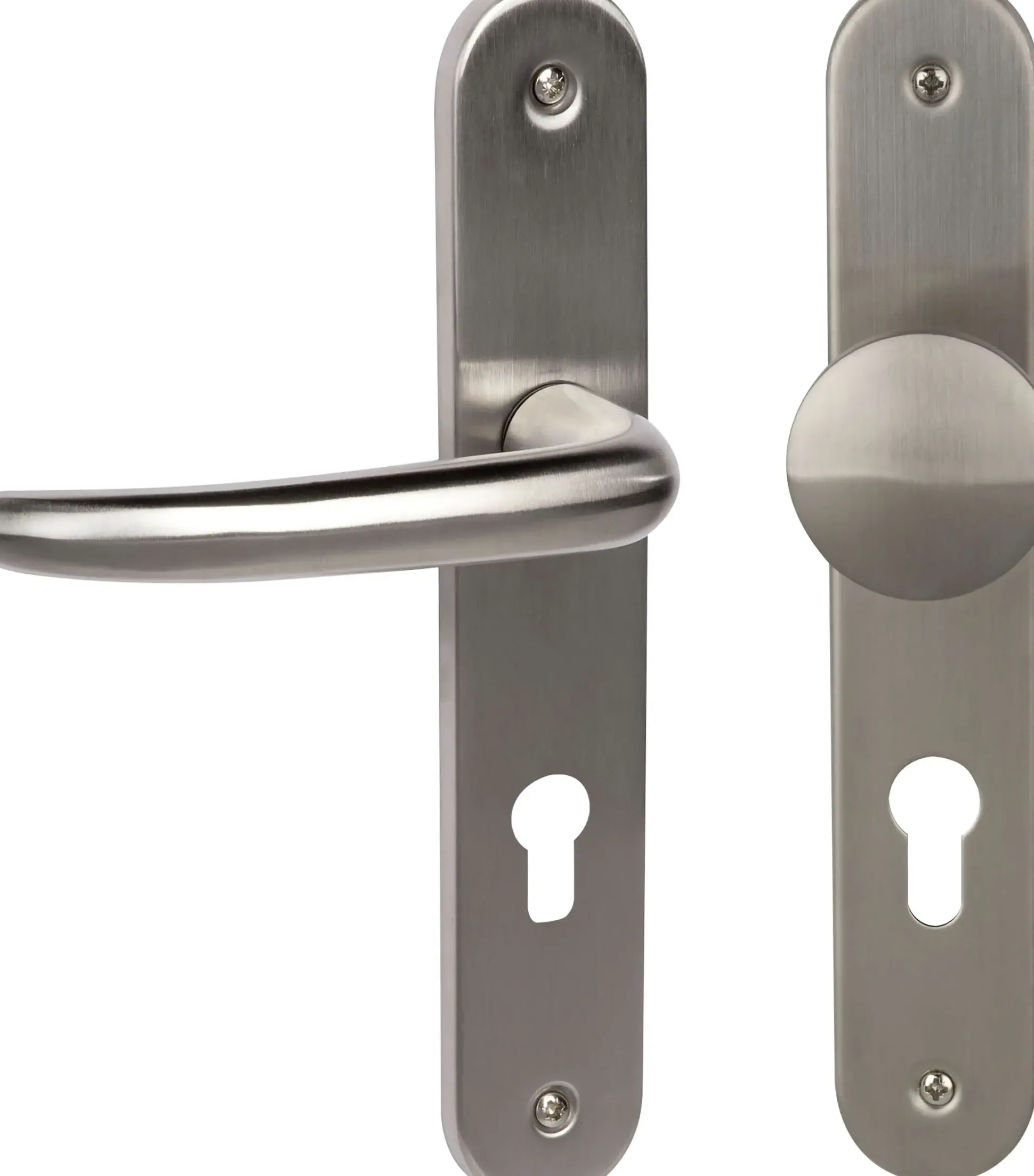 Südmetall Türgriff-Garnitur Langschild Barcelona PZ Edelstahl satiniert Drücker rechts silber 235 x 40 mm
