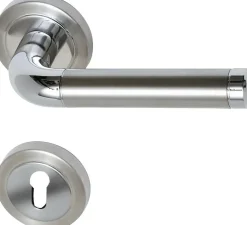 Südmetall Türgriff-Garnitur Rosette Billy PZ Edelstahl satiniert/poliert chrom Ø 55 mm