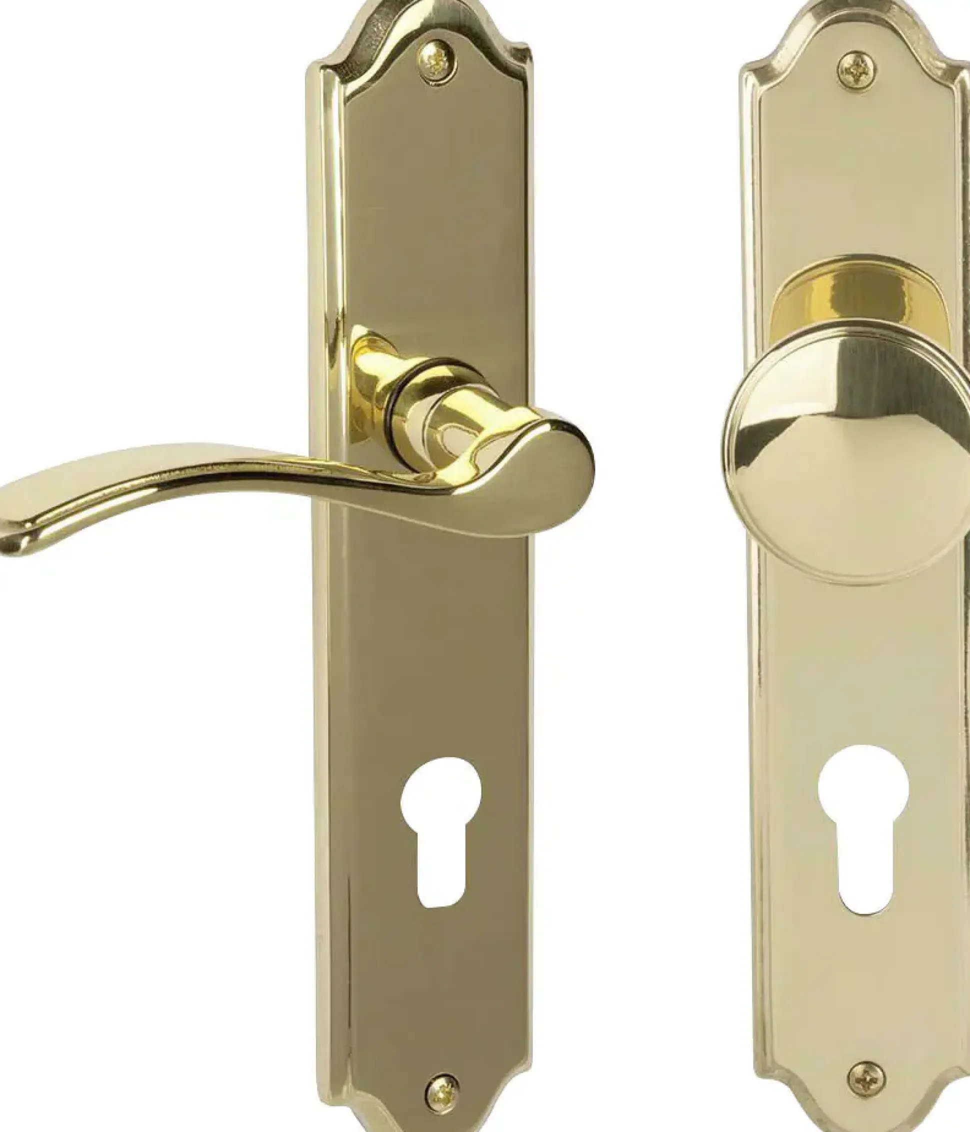 Südmetall Türgriff-Garnitur Langschild Lori PZ Messing poliert Drücker links gold 226 x 45 mm