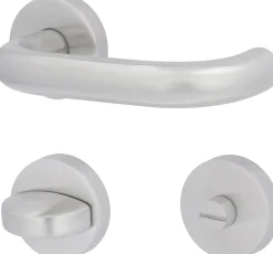Südmetall WC-Türgriff-Garnitur Rosette Fair IV Edelstahl satiniert silber Ø 52 mm