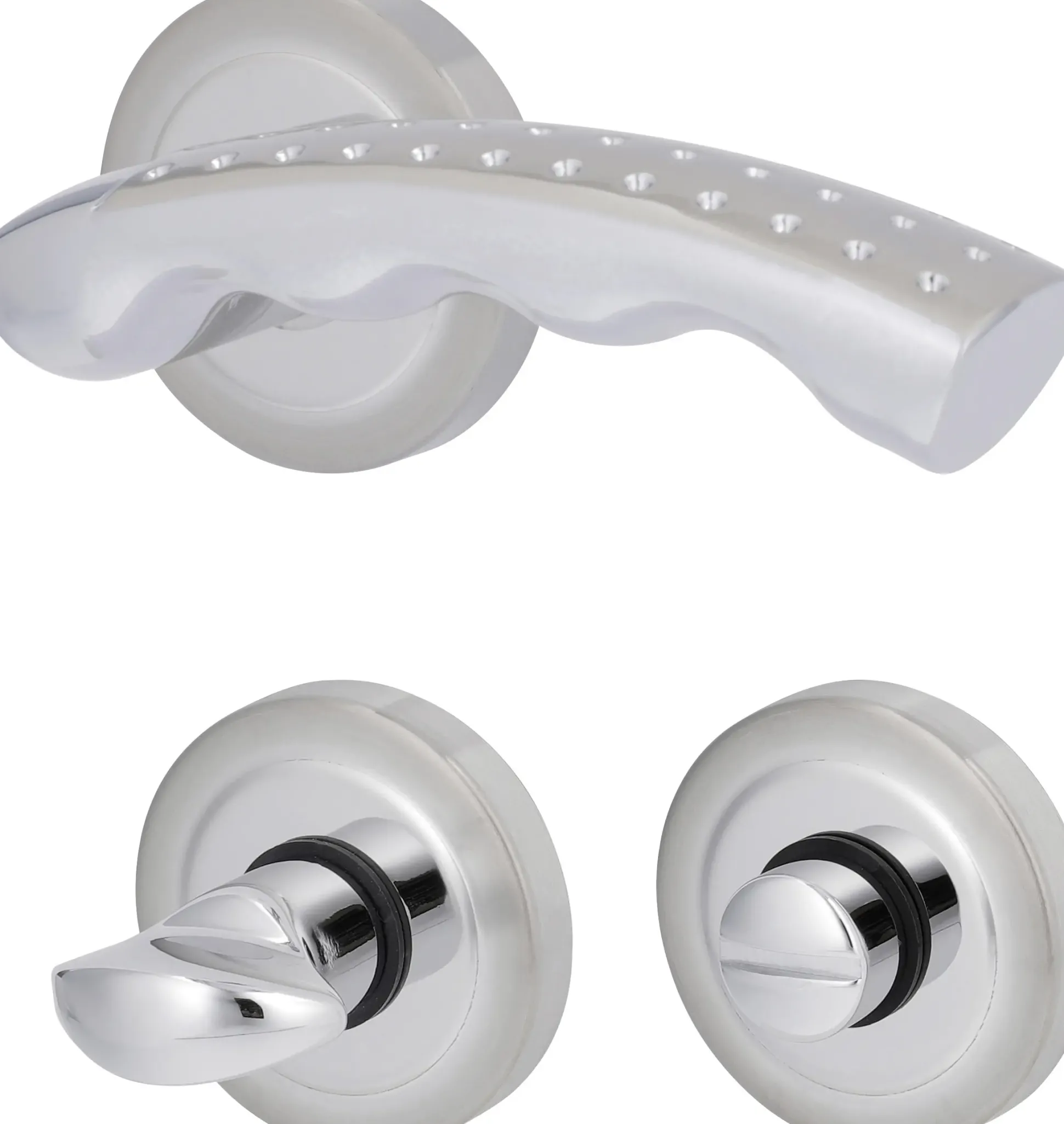 Südmetall WC-Türgriff-Garnitur Rosette Gloria Messing satiniert chrom Ø 55 mm