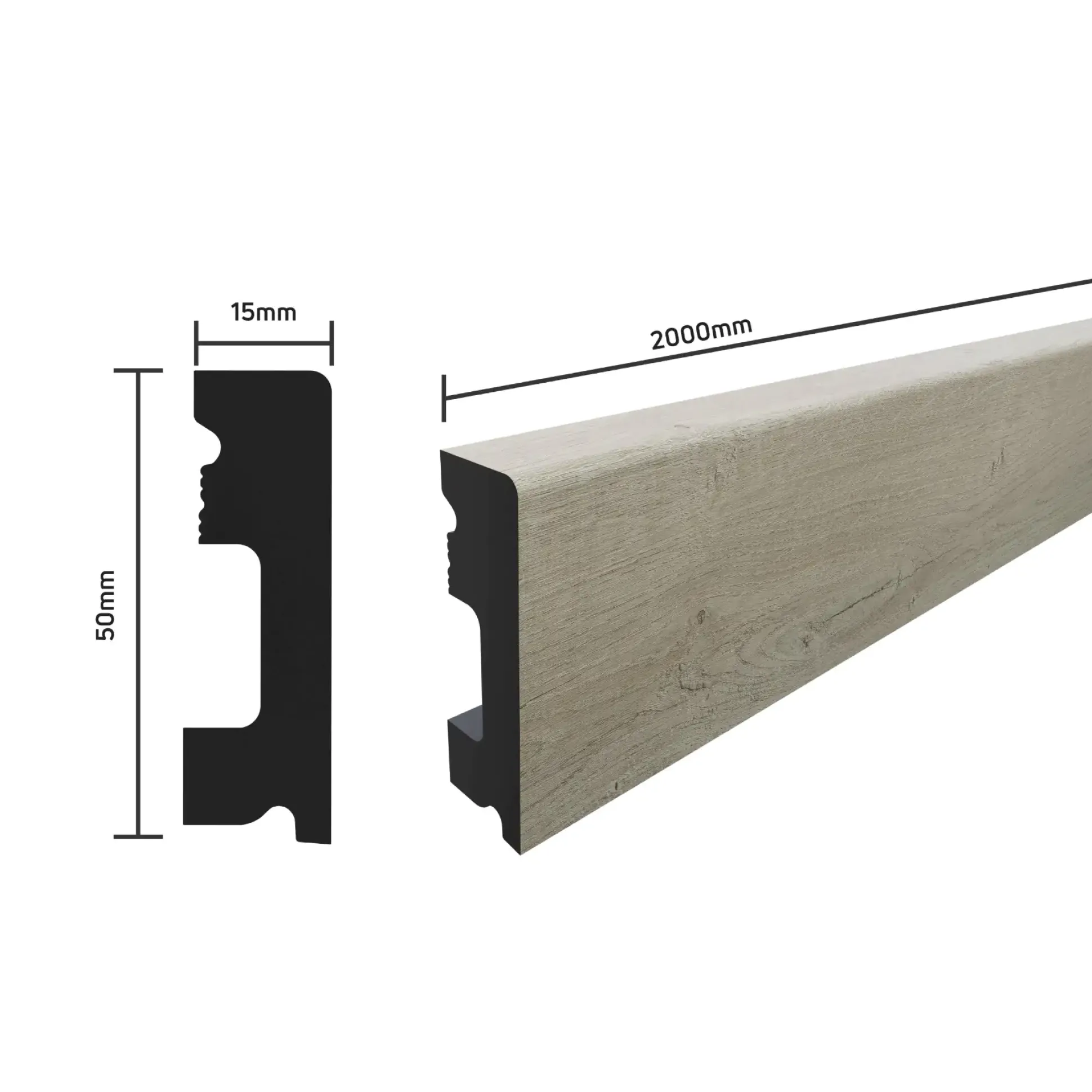 SELITSTYLE Sockelleiste FBL50 Eiche Elegant 2000 x 50 x 15 mm wasserfest