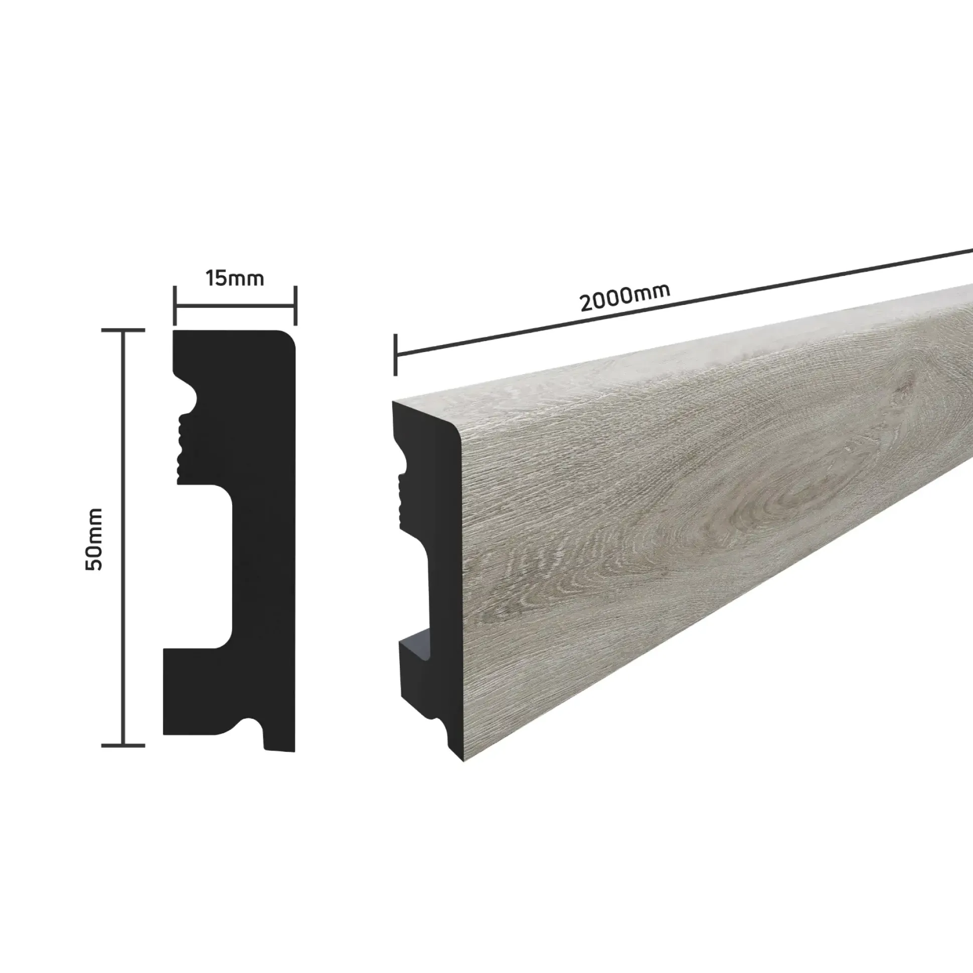 SELITSTYLE Sockelleiste FBL50 Eiche Natur 2000 x 50 x 15 mm wasserfest